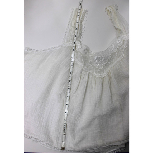 VTG 2 pc High Waisted Nightie Short Shorts & Top Pajama Lounge Set White Gauze L - Picture 16 of 16